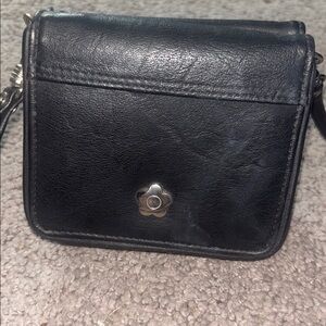 Women’s Black Crossbody Bag with Floral Accent